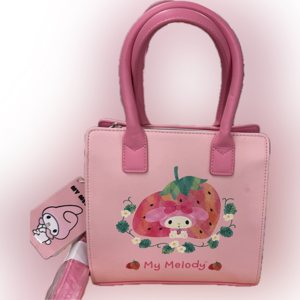 Loungefly My Melody 🍓Strawberrry 🍓 SUPREME Pink Jandbag - Picture 1 of 9